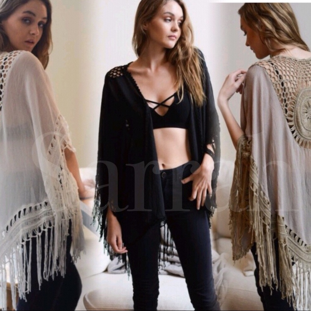 Last 1 ! New Tangier Boho macramé kimono Cardi - Picture 4 of 7